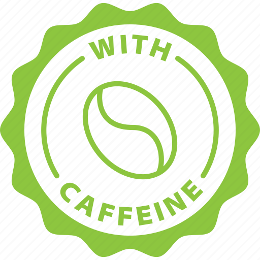 Caffeine, label, stamp, green, with caffeine icon - Download on Iconfinder