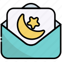 mail, email, message, envelope, crescent, star, moon