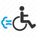 disabled man, fire exit, invalid person, motion, movement, patient, safety way