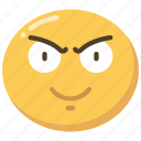 emoji, emoticon, evil, eyebrows, grin, scowl