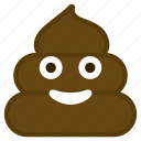 emoticon, dirt, happy, poop, smile