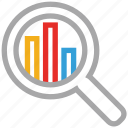 statistic, analytics, chart, magnifier