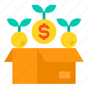 box, financial, money, profit, reward