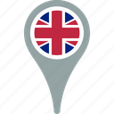 flag, kingdom, the, united, country, map, pin