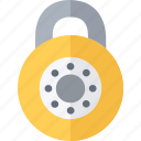 combination, padlock, security, yellow