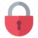 padlock, red, round, security