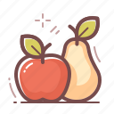 apple, food, pear