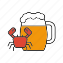 ale, bar, beer, crab, drink, mug, seafood