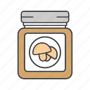 canned, champignon, food, glass jar, mushroom, mushrooms, preserve