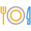 cutlery, fork, knife, plate 