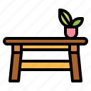 bench, seat, furniture, chair, table