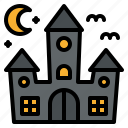 castle, hallween, house, night