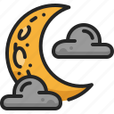 lunar, weather, crescent, moon, cloud, night