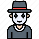 clown, halloween, magician, mask, thief, top hat