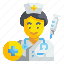 nurse, assistance, medical, profession, occupation, avatar, syringe