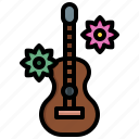 guitar, music, multimedia, acoustic, string, instrument, flower