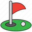 golf, ball, flag, game, golfer, grass, sport