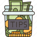 tips, pay, cash, service, reward