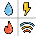 utilities, power, electronic, house, wifi, fire, water