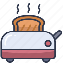 bread, breakfast, kitchen, toast, toaster