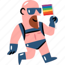 leather, harness, bald, gay, lgbtq, moustache, rainbow