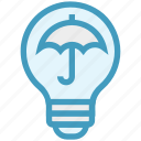 bulb, energy, idea, insurance, light, light bulb, umbrella