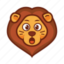 amazed, emoticon, lion, surprised, wow