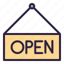 board, business, open, sign