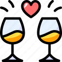 love, romantic, valentines day, heart, celebration, champagne, party, glasses