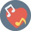 heart, music note, quaver, romantic music, romantic song