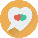 heart, love chat, love message, romantic chatting, speech bubble