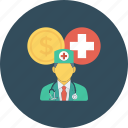 cash, coin, cross, doctor, medical, medicine, nurse