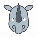 animal, cartoon, face, head, rhino, wildlife