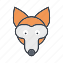 animal, cartoon, face, fox, head, wildlife