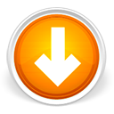 arrow, down, download, orange, circle, freccia