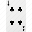 poker, club, hazard, four, playing card, card