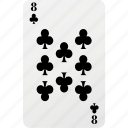 poker, club, playing cards, eight, hazard, card