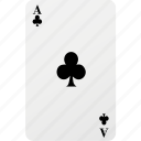 poker, ace, club, hazard, playing card, card