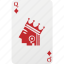 queen, playing cards, hazard, card, poker, diamond