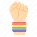 lgbt, pride, celebration, culture, hand, fist, wristband