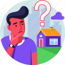 buyer, house, property, question, real estate, saler, thinking