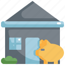 bank, estate, home, house, piggy, property, real