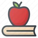 apple, book, education, knowledges, school, studying