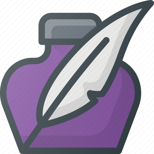 Feather, ink, school, write, writing icon - Download on Iconfinder