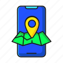 location, map, mobile, navigation, phone, pin, smartphone