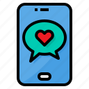 bubble, chat, heart, love, message, smartphone