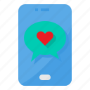 bubble, chat, heart, love, message, smartphone