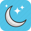 crescent, evening, moon, nighttime, stars