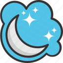 crescent, evening, moon, nighttime, stars