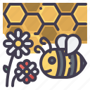 bee, flower, honey, honeycomb, nature